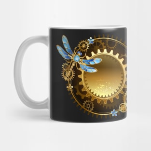 Banner with steampunk dragonfly Mug